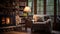 cozy blurred rustic cabin interior