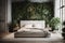 Cozy bright bedroom with indoor plants