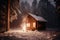 Cozy cabin serene snow. Generate Ai