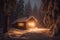 Cozy cabin snow. Generate Ai