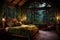 cozy cabin surrounded by lush forest