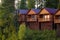 Cozy cabins in forest