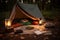cozy campsite setup with lantern, warm blanket, and book for ultimate getaway