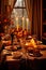 cozy candlelit table setting for thanksgiving dinner