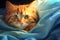 Cozy Catnap: Feline Finds Comfort in Twinkling Lights and Soft Blanket