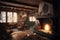 cozy chalet with roaring fire and warm decor for a cozy winter getaway