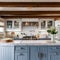 A cozy, coastal cottage kitchen with beadboard cabinets, a farmhouse sink, and nautical decor5, Generative AI