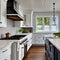 A cozy, coastal cottage kitchen with white beadboard cabinets, a farmhouse sink, and open shelving2, Generative AI