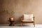 A cozy corner with a chair, plant, and vase, bathed in warm sunlight