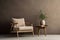 A cozy corner with a chair, plant, and vase, bathed in warm sunlight