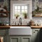 A cozy cottage kitchen with a farmhouse sink and vintage-inspired tile backsplash1