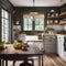 A cozy cottage kitchen with floral accents, a farmhouse table, and vintage details1