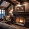 A cozy cottage living room with a roaring fireplace and overstuffed armchairs3