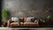 A Cozy Couch Placed in Front of a Texture Wall Classic Look Interior Background