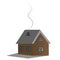 Cozy country dwelling. Vector illustration. House. Smoke billows from the chimney. Isolated white background. Holiday cottage.