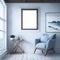 Cozy Elegance: Scandinavian Bohemian Home Interior with Poster
