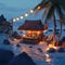 Cozy evening beach with luxury bar