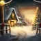 cozy fairytale winter house at snowy night, neural network generated art