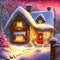 cozy fairytale winter house at snowy night, neural network generated art