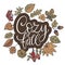 Cozy fall vector illustration. Autumn vector lettering card.