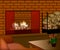 Cozy family room with fireplace in brick wall