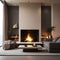 cozy fire place in modern minimalist living room