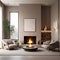 cozy fire place in modern minimalist living room