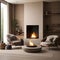 cozy fire place in modern minimalist living room