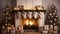 a cozy fireplace vignette with stockings hanging