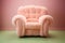 Cozy fluffy peach color armchair in the living room