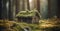 Cozy Forest Cottage with Moss and Bokeh. Perfect for Invitations and Posters.