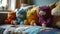 A Cozy Gathering: A Shallow Depth Field of Stuffed Animals in a