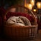 Cozy Hedgehog Dreaming in Wicker Basket