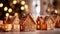 Cozy Holiday Gingerbread House with Christmas Decor and Neon Lights. Festive Living Room Ambience