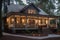 cozy house with wrap-around porch and lanterns for a warm and welcoming exterior