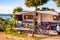 Cozy inside landscape design of camping La Ca located on the southern shore of Garda lake. Area for tents, campers, bungalows,