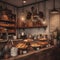 Cozy and Inviting Coffee Shop with Rustic Decor and Warm Lighting