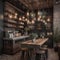 Cozy and Inviting Coffee Shop with Rustic Decor and Warm Lighting