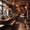 Cozy and Inviting Coffee Shop with Rustic Decor and Warm Lighting