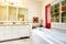 Cozy ivory bathroom with a french window