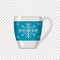 Cozy knitting blue with pattern snowflake for cup on transparent background