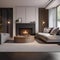 A cozy living room with a fireplace, soft rug, and comfortable sofa Warm and inviting interior design5