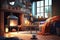 a cozy living room with a fireplace surrounded by colorful accessories and comfortable, warm blankets