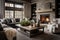 cozy living room with a stone fireplace and plush neutral-toned furniture