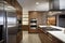 cozy modern kitchen with sleek design, custom cabinetry, and stainless steel appliances