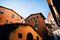 cozy narrow street with old historic buildings