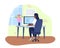 Cozy office 2D vector isolated illustration