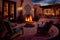 cozy patio with fire pit and lounge chairs for relaxing evening