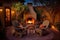 cozy patio with fireplace and adirondack chairs for evening relaxation