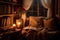 cozy reading nook with book and candlelight